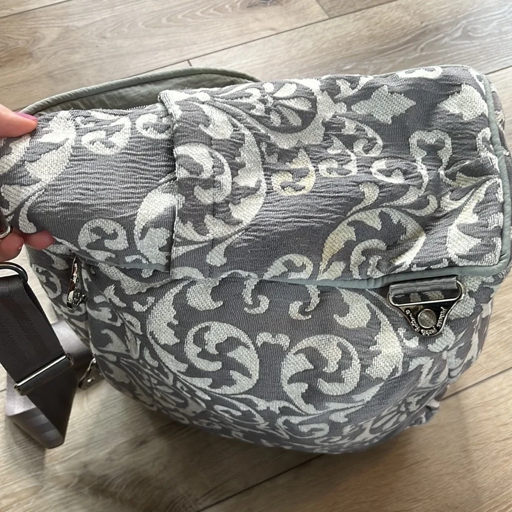 Petunia Pickle Bottom Diaper Bag Gray and White